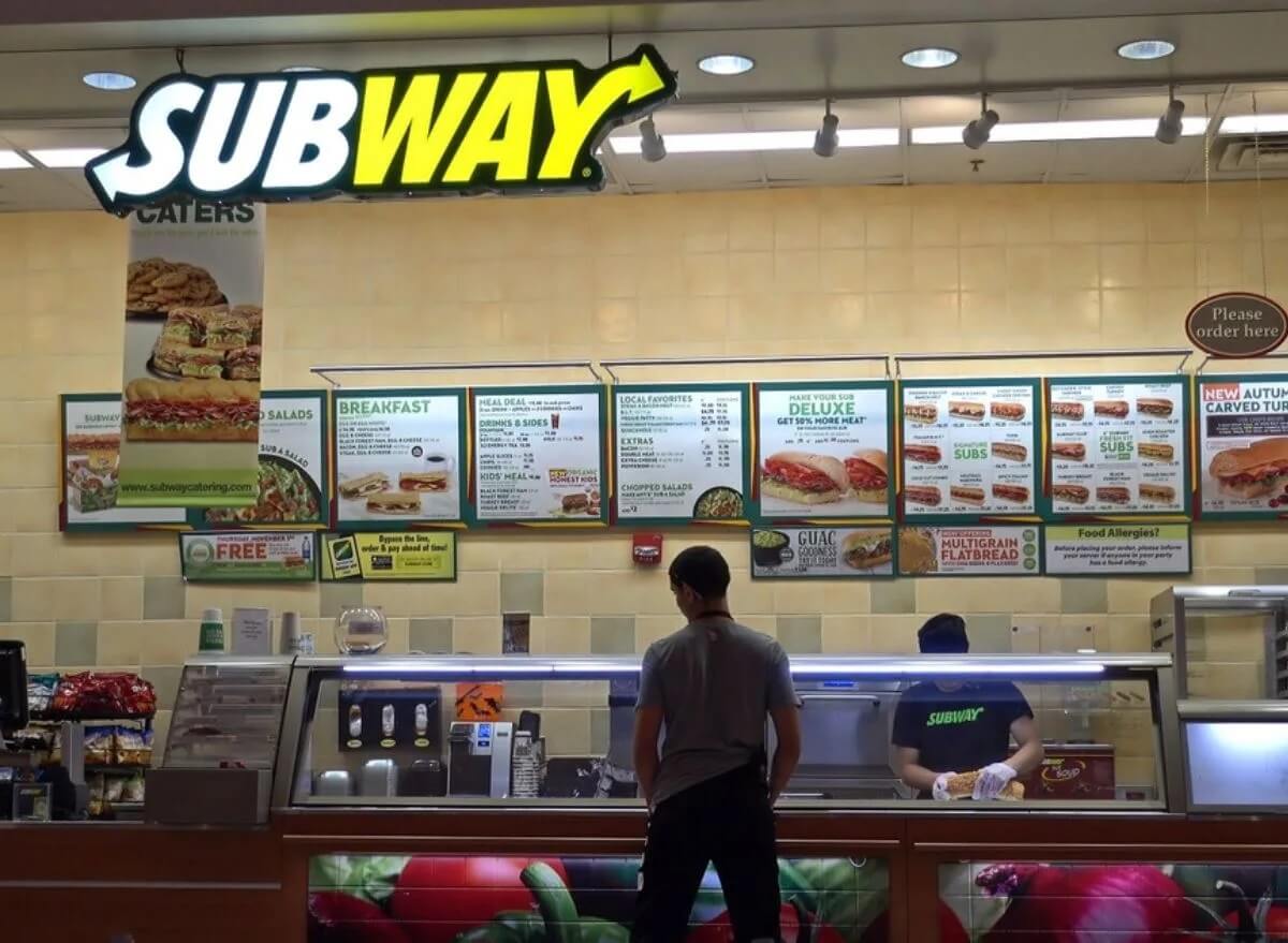 subway menu with price
